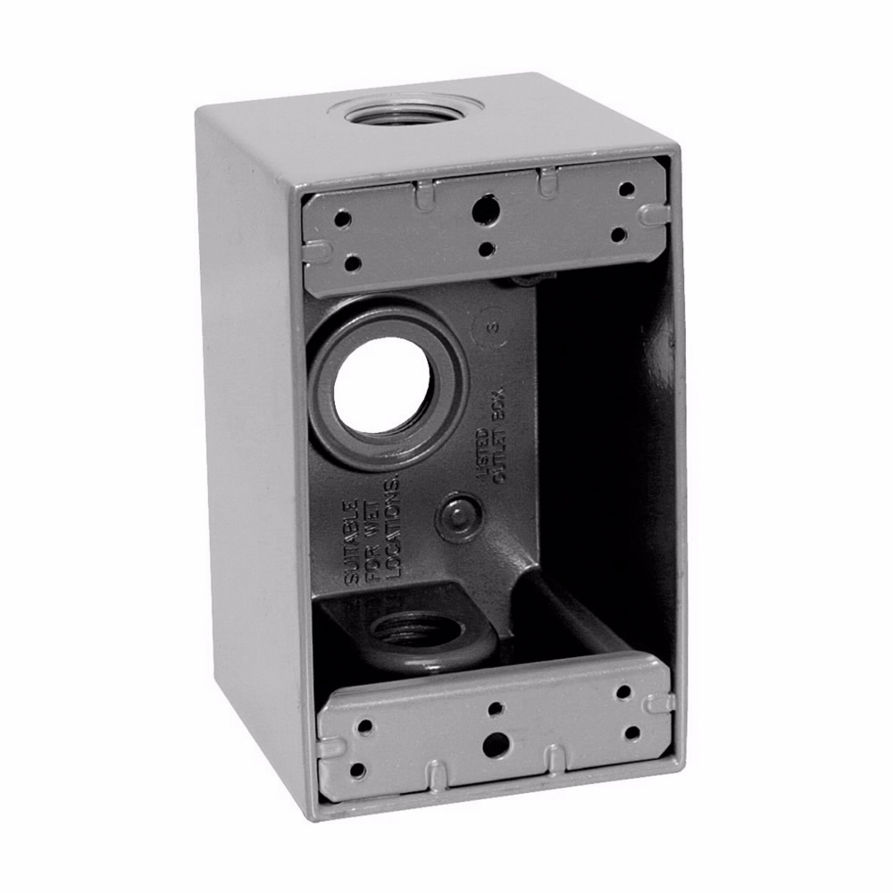 Crouse-Hinds TP7082 Weatherproof Outlet Box 1-Gang 24cu.in. Gray