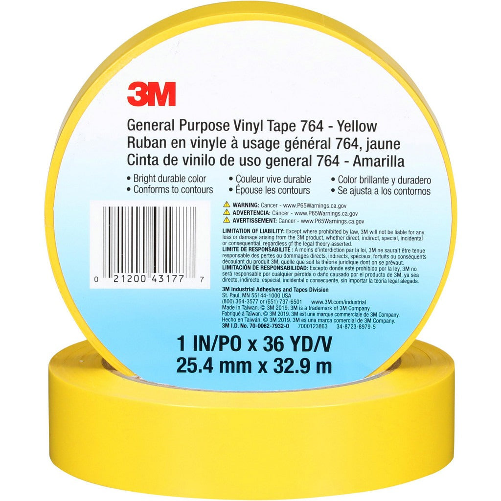 3M 3M 7000123863 Floor Aisle Marking Tape 1in 108ft Yellow