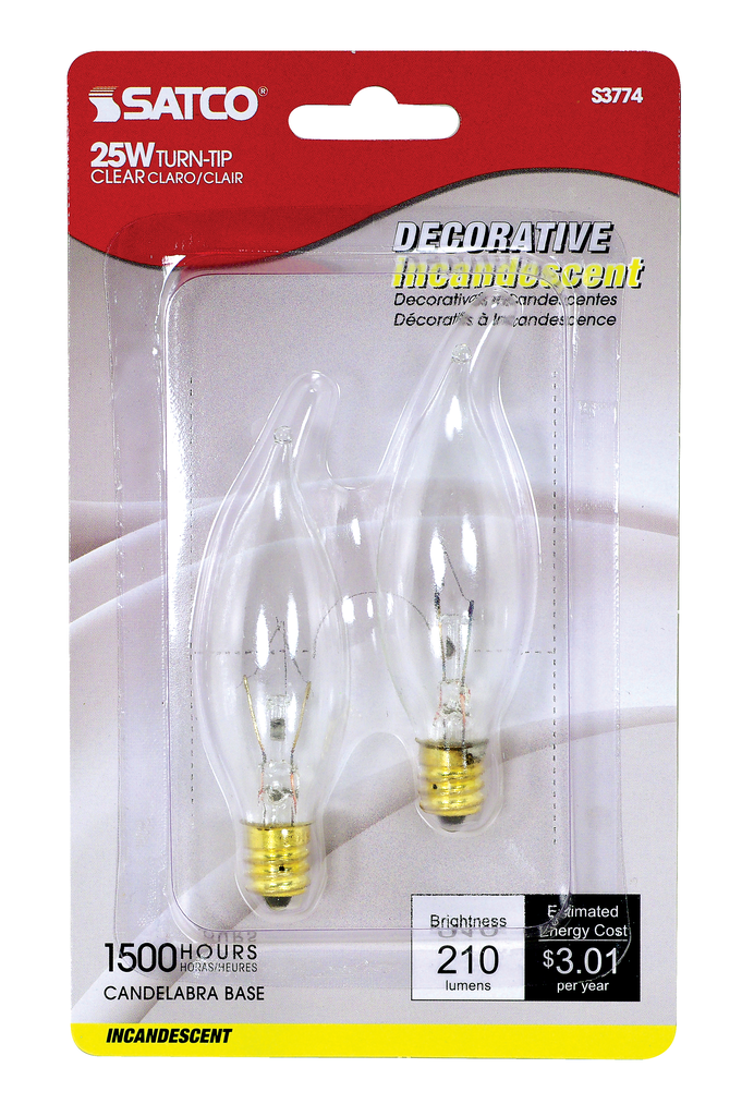 SATCO Satco S3774 CA8 Incandescent 25 Watt (2-Pack)