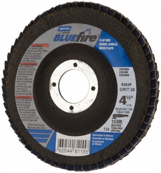 NORTON Norton 66254461155 Flap Disc 4-1/2 in 36 Grit Type 29