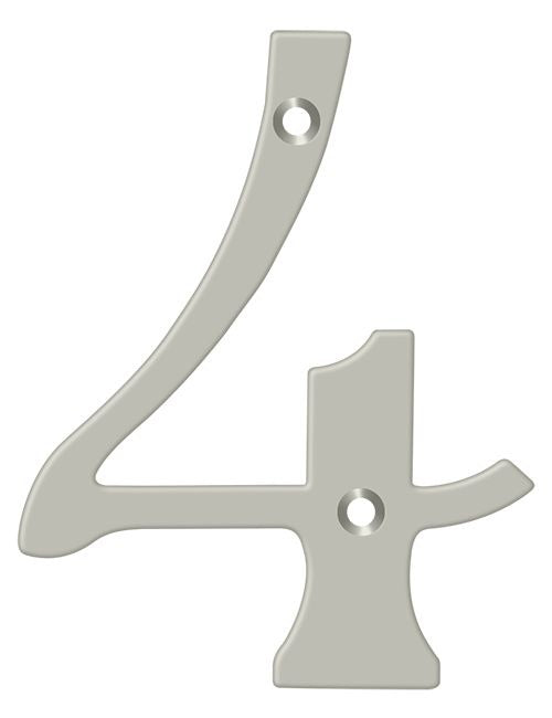 DELTANA Deltana RN4-4U15 4 Inch Solid Brass House Number Satin Nickel
