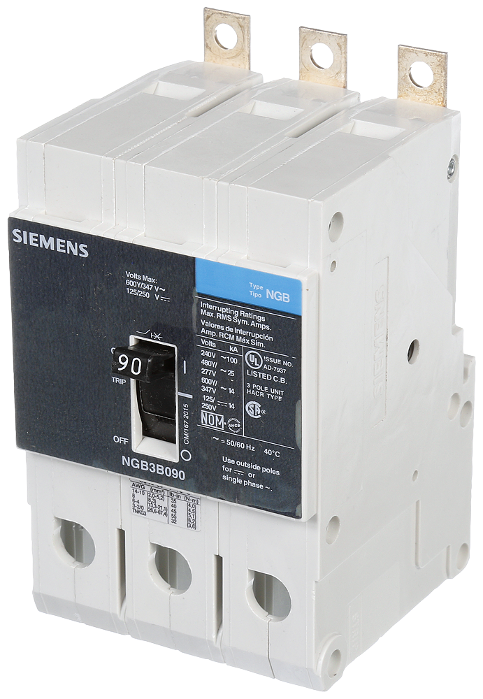 Siemens NGB3B090B 3-Pole 600 Star/347 VAC 90 Amp 14 kA Panelboard Mount Molded Case Circuit Breaker