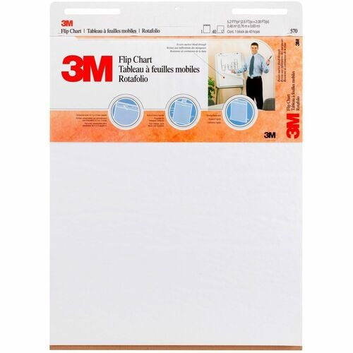 3M 3M MMM570 Flipchart Pad Bleed-resistant Carton of 2