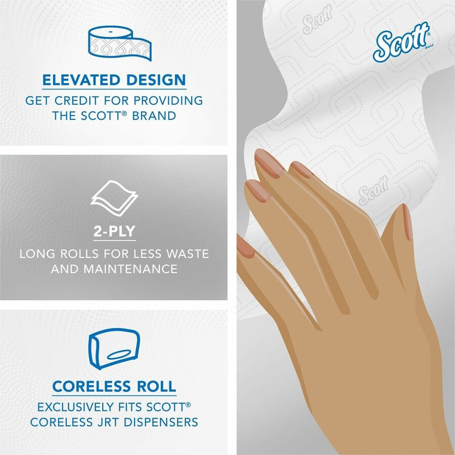 KIMBERLY-CLARK Kimberly-Clark KCC07006 Scott jumbo coreless roll bathroom tissue 2-ply (9 inch x 1150 ft / 12 per case)