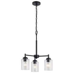 Kichler 44029BK Winslow 1-Tier Contemporary Style Mini Chandelier Fixture (3) A19 Incandescent Lamp 120 VAC