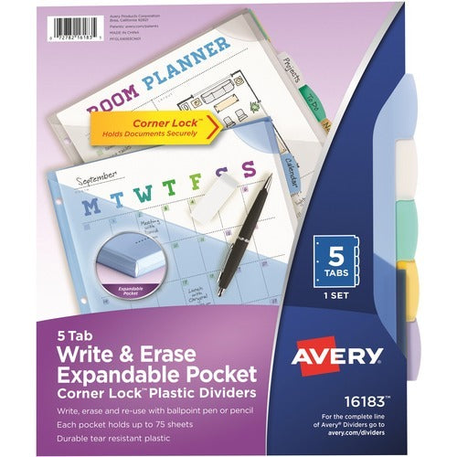 AVERY Avery AVE16183 Expandable Pocket Dividers 5 Tabs 8.5x11