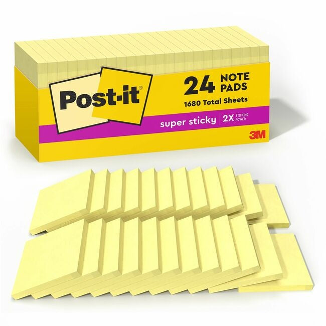 3M 3M MMM65424SSCP Post-it Super Sticky Notes 3 x 3 24 Pack