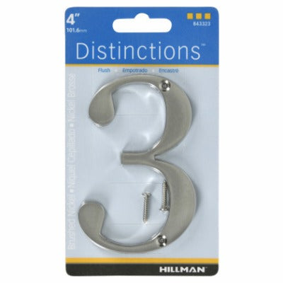 HILLMAN Hillman Fasteners 843323 Flush Mount House Number 3 4in Nickel