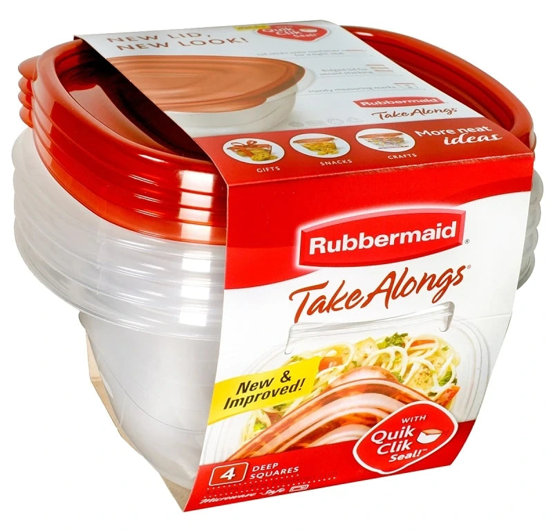 RUBBERMAID Rubbermaid 2223838 TakeAlongs Square Food Storage Container 5.2 Cup (4-Pack)