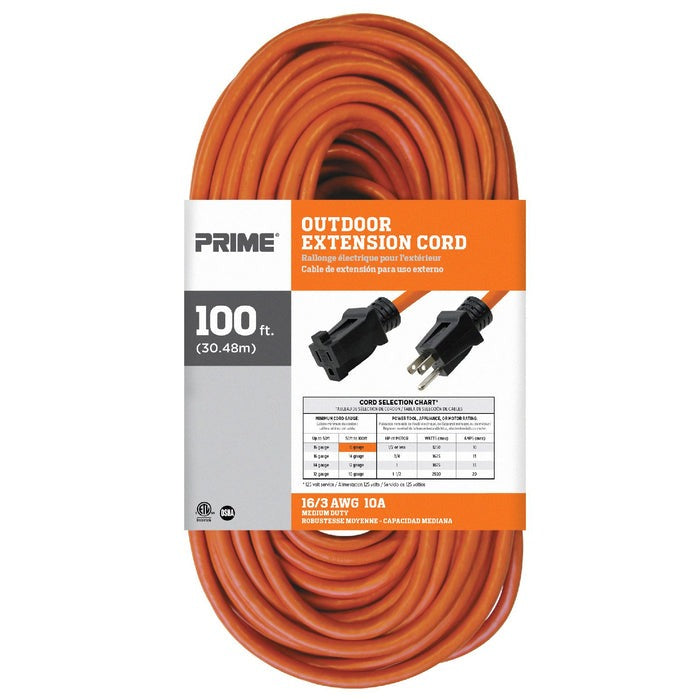 PRIME WIRE & CABLE PRIME WIRE & CABLE EC501635 Extension Cord 100 Foot 16/3 SJTW