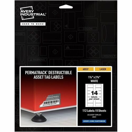 AVERY Avery AVE60537 Destructible Asset Tag Labels 112 Pack
