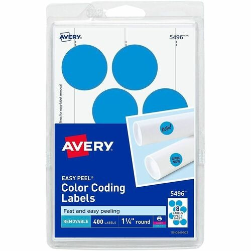 AVERY Avery AVE05496 Removable Round Labels Light Blue 400 Pack