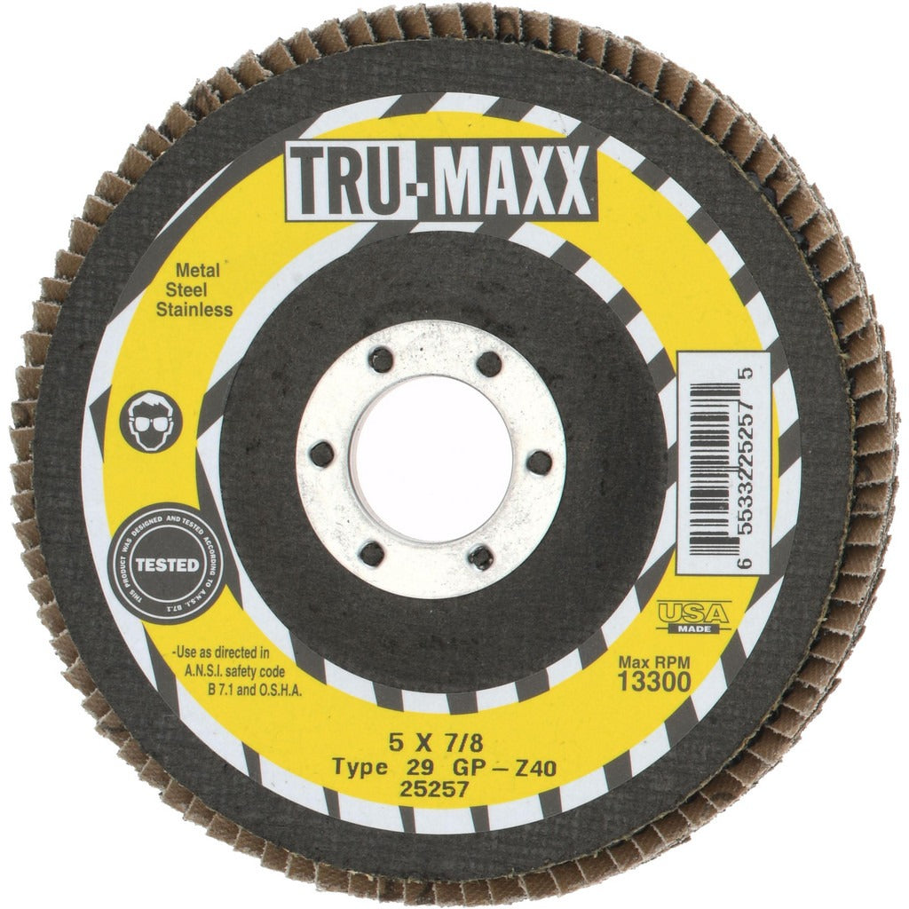 TRU-MAXX Tru-maxx 66254443421 Flap Disc 40 Grit Type 29 5 Inch