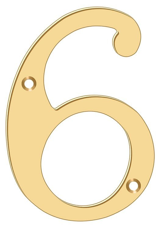 DELTANA Deltana RN6-6 Solid Brass House Number 6 Brass
