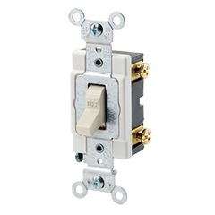 Leviton 1221-ST 20 Amp 120/277 Volt Industrial Grade Grounding Light Almond Toggle 1-Pole AC Quiet Switch