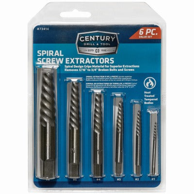 CENTURY DRILL & TOOL Century Drill Tool 73414 6-piece Spiral Screw Extractor Set