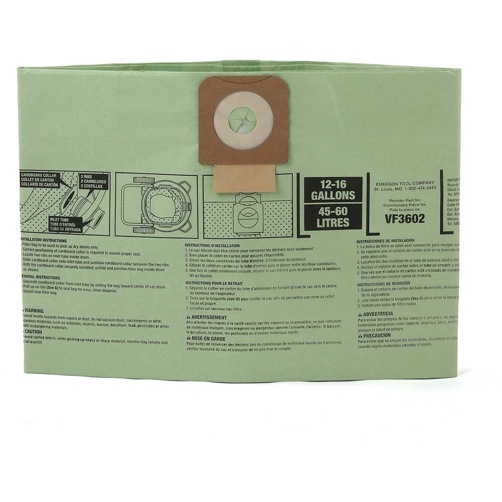 RIDGID Ridgid 60758 Vacuum Bag Filter 16 Gal Wet/dry 2-pack