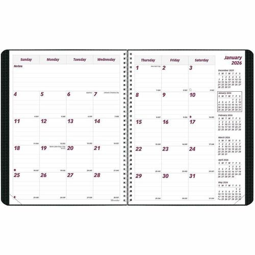 REDIFORM Rediform REDCB1200VBLK Duraflex Monthly Planner Black
