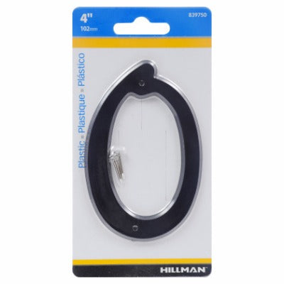 HILLMAN Hillman Fasteners 839750 Black Plastic House Number 0 4in