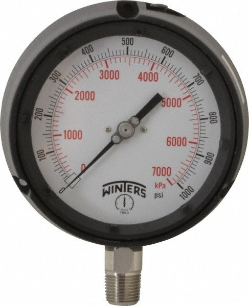 WINTERS Winters PPC5070 Pressure Gauge 0-1000 Psi 4.5 in Lower Mount