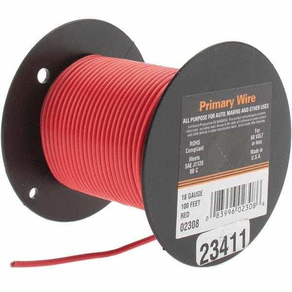 EAST PENN Eastpenn 23411 Single Conductor Wire 18 Awg 100 Ft Red