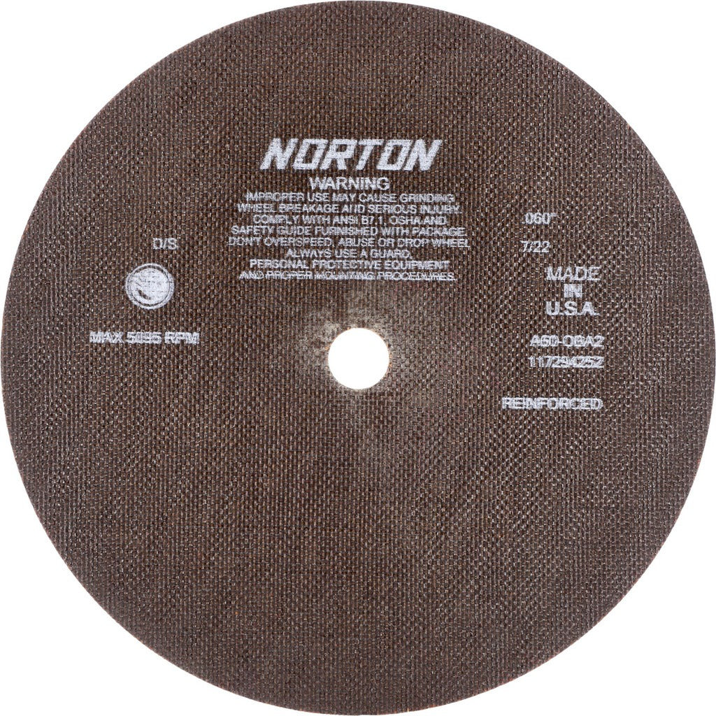 NORTON Norton 66253261811 Aluminum Oxide Cutoff Wheel 12 in 60 Grit