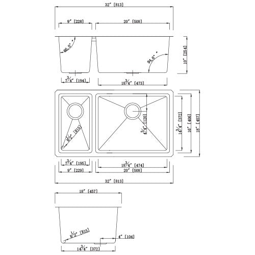DAKOTA Dakota Plumbing Products GSM-3070 Kitchen Sink 30/70 Bowl