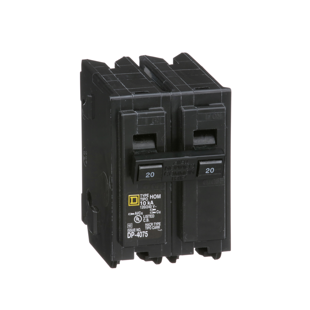 Square D HOM220 Miniature Circuit Breaker 20 Amp 120/240 Volt 10 kA