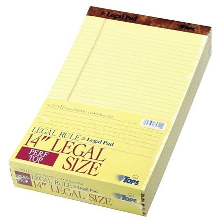 TOPS Tops TOP7572 8-1/2 x 14 Ruled Perforated Pad (12 Pack)