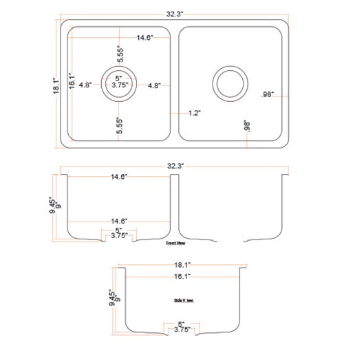 DAKOTA Dakota Plumbing Products DSE-HC5050 Undermount Kitchen Sink