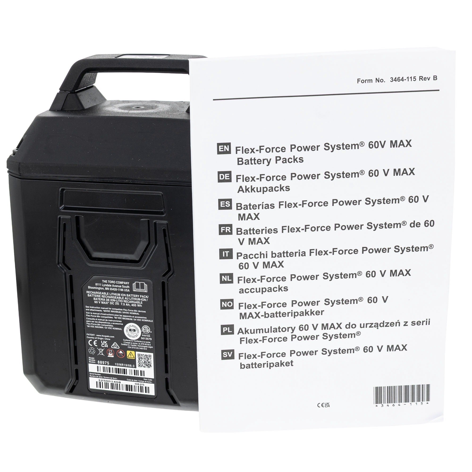 TORO Toro 88975 60V Max Flex-Force 7.5Ah Lithium-Ion Battery (1-Pack) Replaces 88675