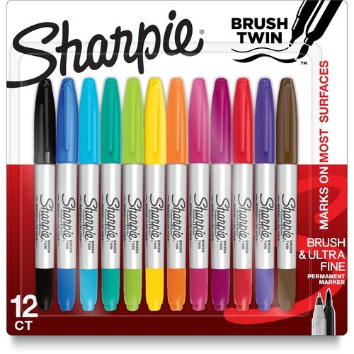 SHARPIE Newell Brands SAN2168237 Dual-tip Marker Black 12pk