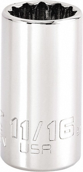 PROTO Proto J5222N 11/16 Inch 3/8 Drive 12-point Hand Socket