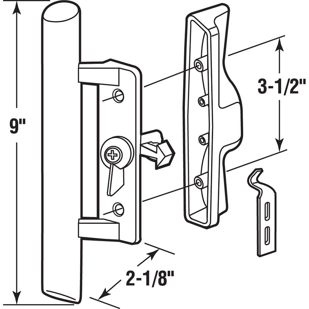 PRIME-LINE Prime-line MP1095 Sliding Door Handle Set Hook Style Black