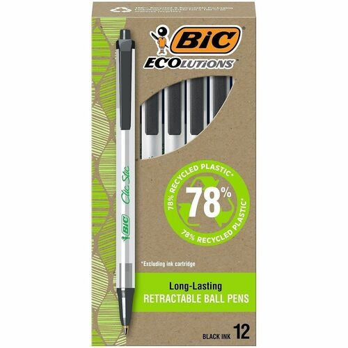 BIC Bic BICCSEM11BK Retractable Ballpoint Pen Black Dozen