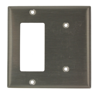 Leviton S1426-N Stainless Steel Wallplate 2Gang Blank/Decora Standard Size Strap Mount