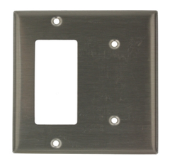 Leviton S1426-N Stainless Steel Wallplate 2Gang Blank/Decora Standard Size Strap Mount