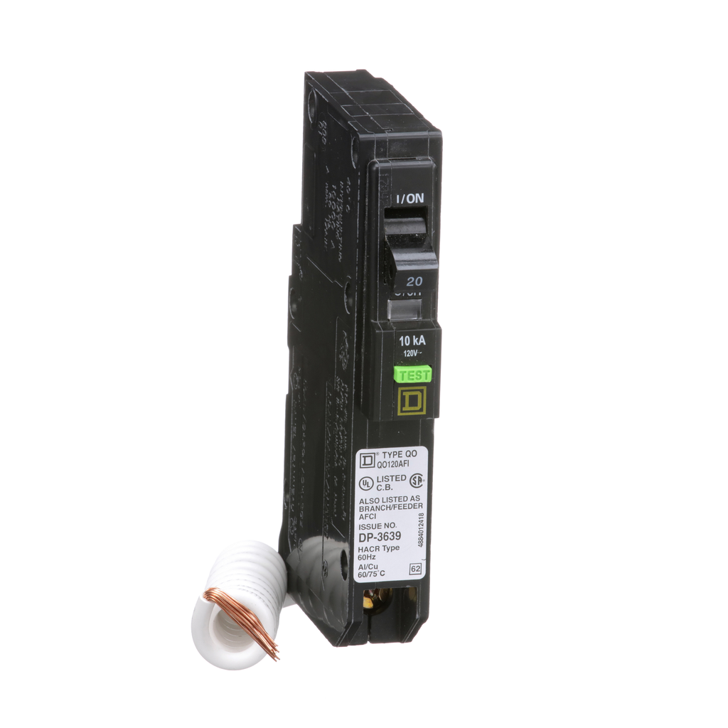 Square D QO120AFI Arc-Fault Miniature Circuit Breaker 20A 120V 1Ph 1P