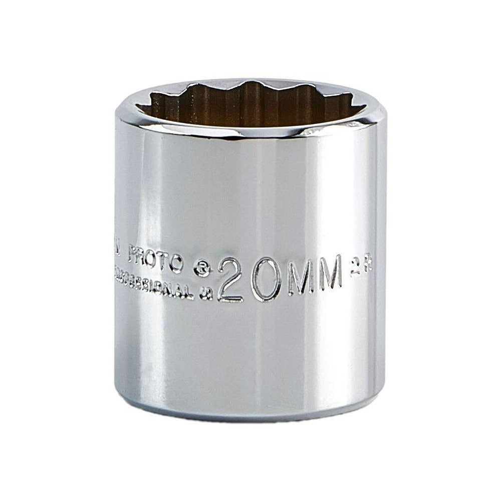 PROTO Proto J5220M 20mm 12-point 3/8 Drive Hand Socket
