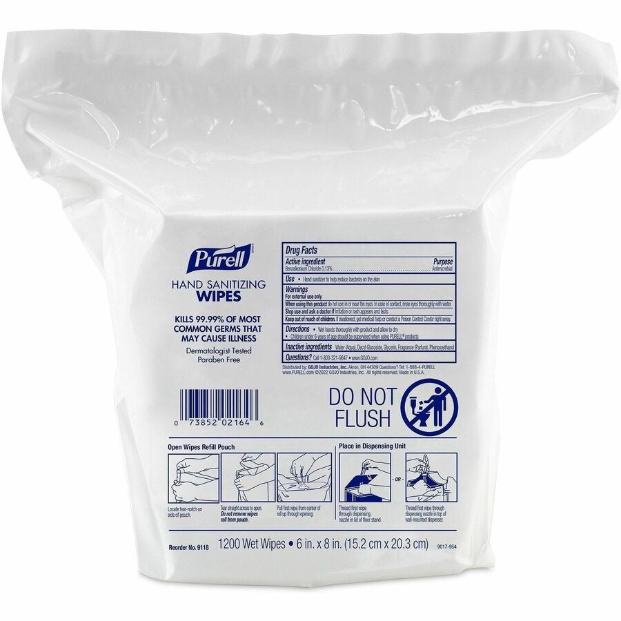 GOJO Gojo GOJ911802 Sanitizing Wipes 1200 per Pack 2 Pack Carton
