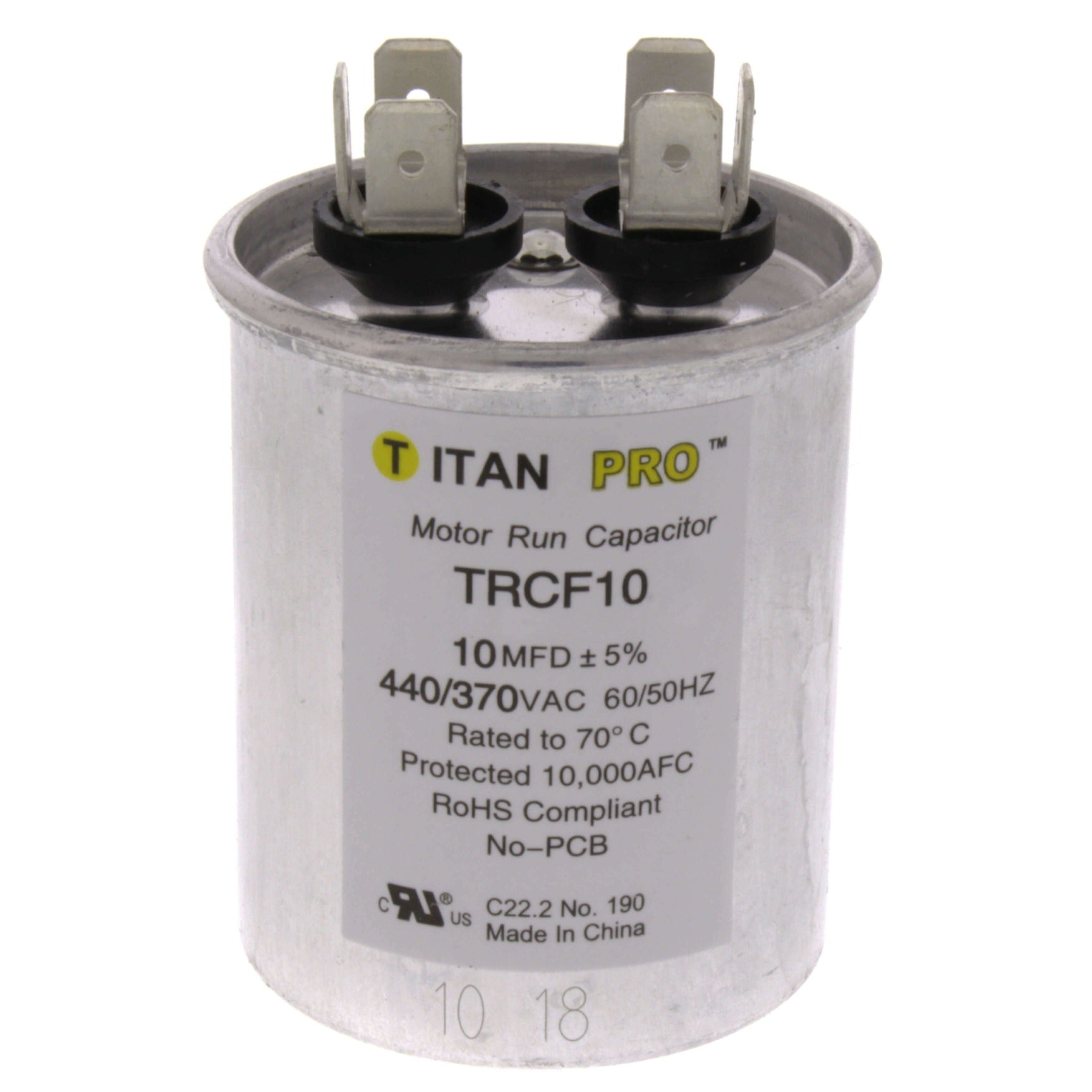 TITAN PRO Titan Pro TRCF10 Round Motor Run Capacitor 10 Microfarad (1 Pack)
