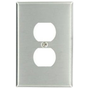 Leviton 84103 1-Gang Duplex Device Receptacle Wallplate Oversized 430 Stainless Steel