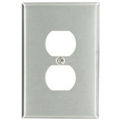 Leviton 84103 1-Gang Duplex Device Receptacle Wallplate Oversized 430 Stainless Steel