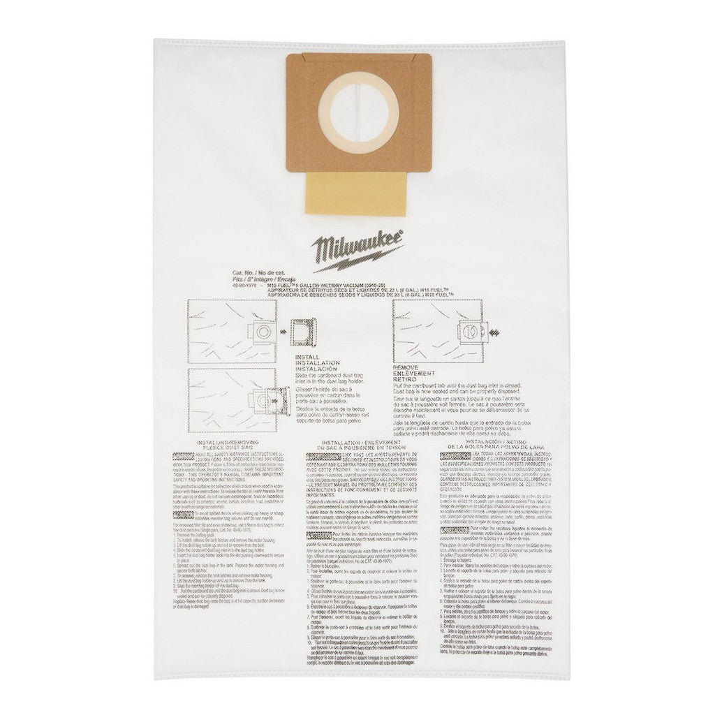 MILWAUKEE Milwaukee Tool 49-90-1979 Collection Bag 6 Gal 5 Pack