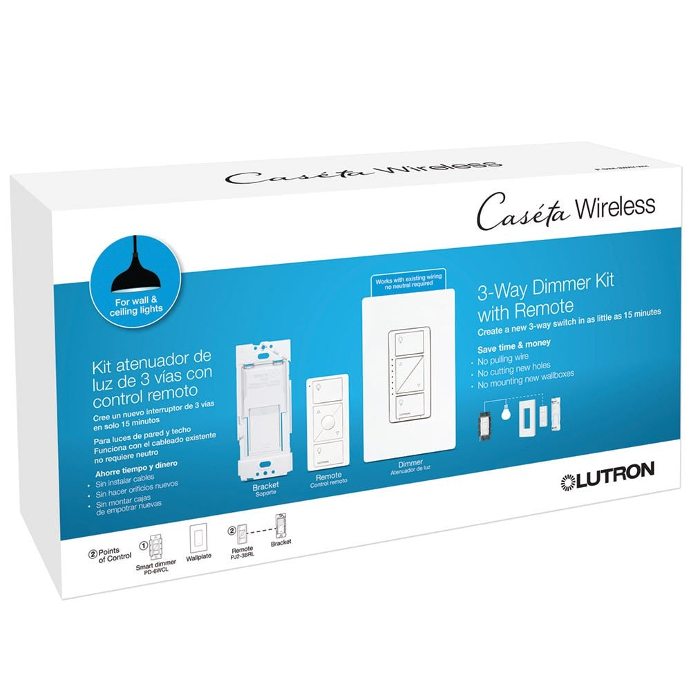 CASETA Caseta P-DIM-3WAY-WH Wireless 3-Way Dimmer Kit 150W LED/600W Incandescent (Kit)