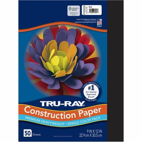 PACON Pacon PAC103029 Tru-ray Construction Paper Black 50 Sheets