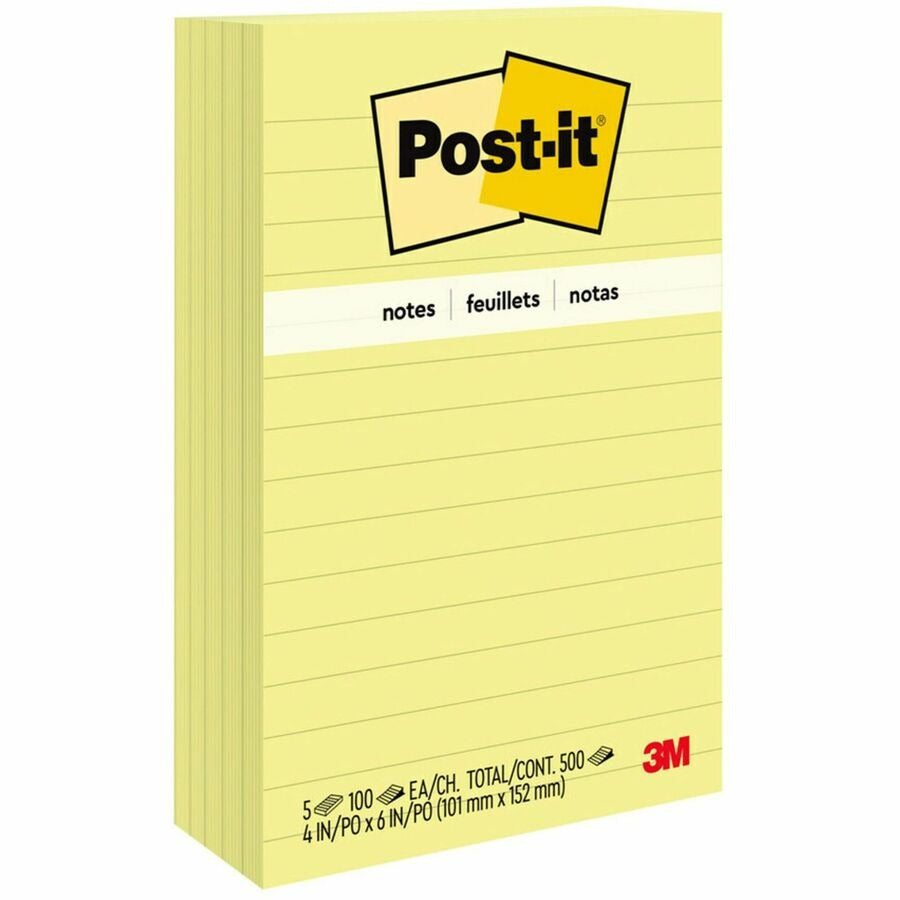 3M 3M MMM6605PK Post-it Lined Notes 4 x 6 (5 Pads/Pack)
