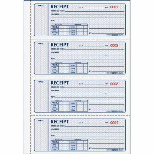 REDIFORM Rediform RED8L808 Manifold Receipt Book 3-part
