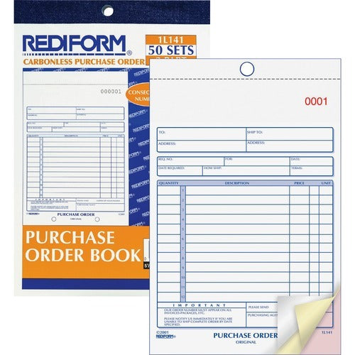 REDIFORM Rediform RED1L141 3-part Carbonless Purchase Order Forms