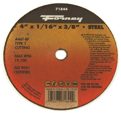 FORNEY Forney Industries Inc 71844 Type 1 Cutting Wheel 4in Metal